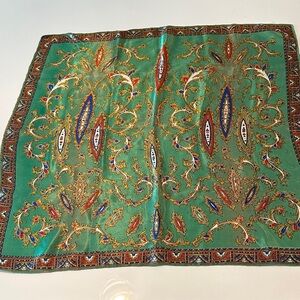 Vintage Green Paisley Print Scarf